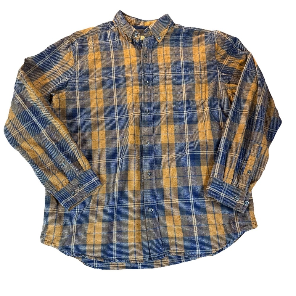 The Territory Ahead Men's Large Corduroy Long Sleeve Button Shirt Rustic Plaid